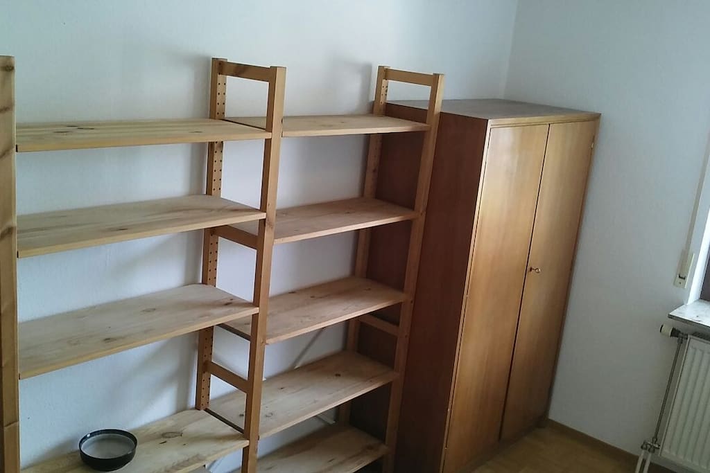 A large shelve and closet