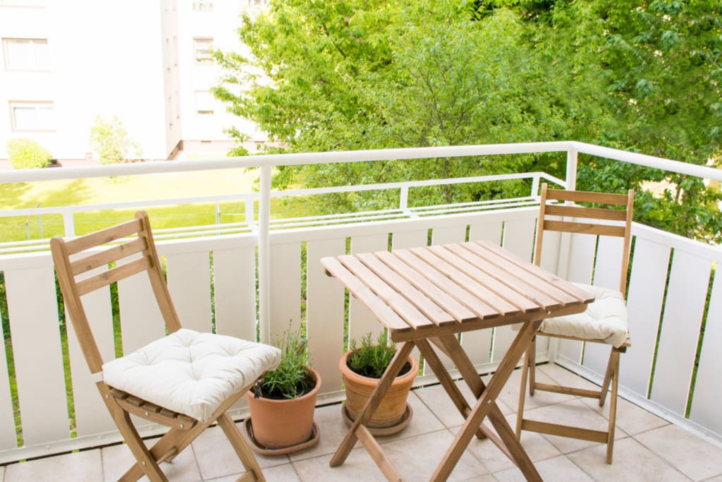 balcony with view in the park