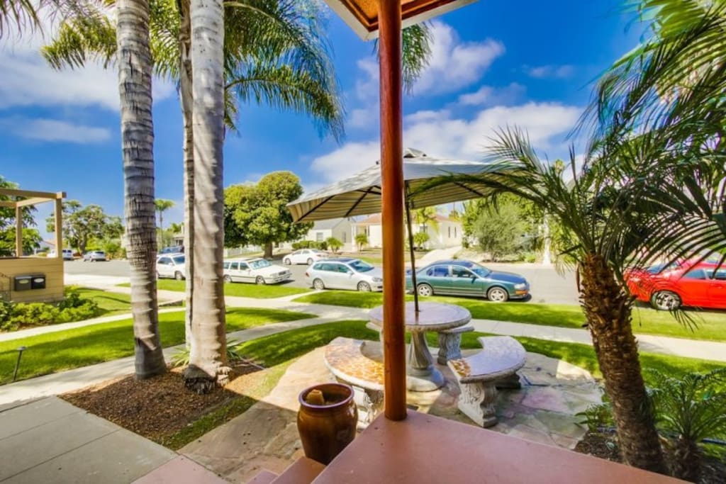 View from the table and chairs in the front yard
