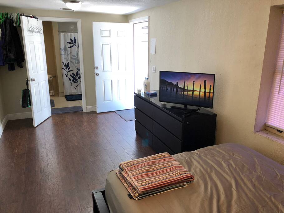 View of entrance from the bed.