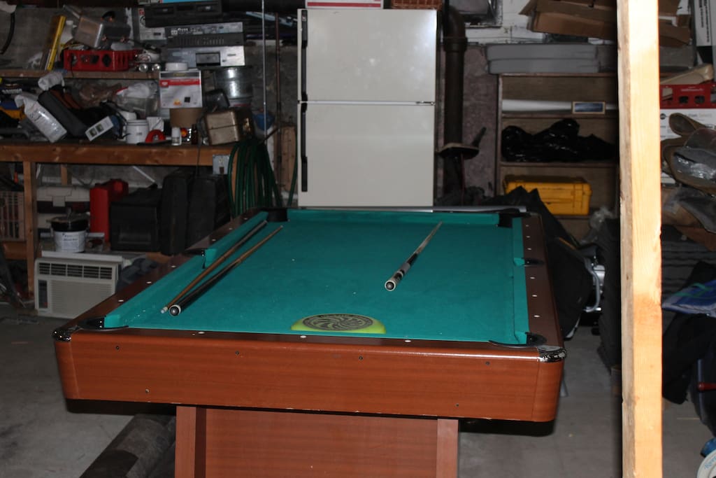 Pool table in basement.