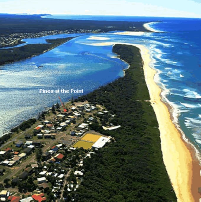 Aerial view showing location of The Pines at Point