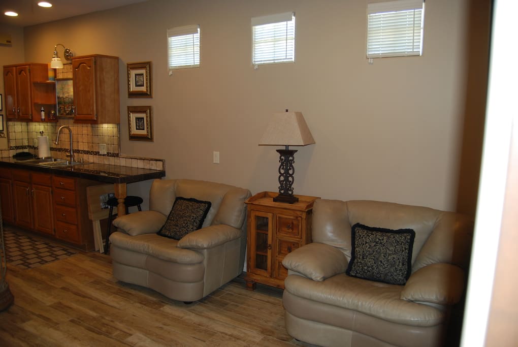 Two comfy leather chairs