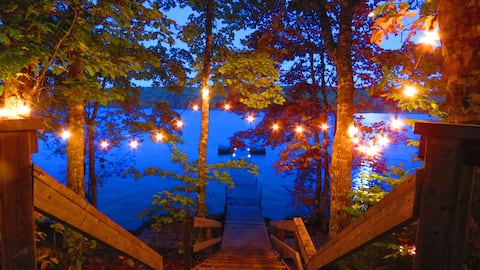 Fun on Falls Lake; cozy woodstove