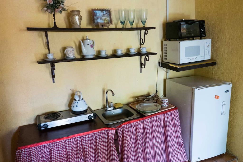 Kitchen equipped with necessary basics
