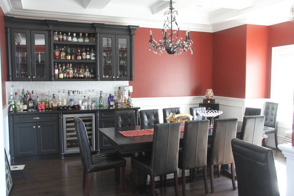 Dining room holds up to 12 people.