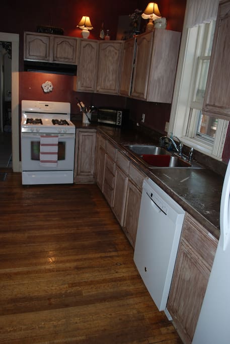Nice working space with stove and dishwasher.