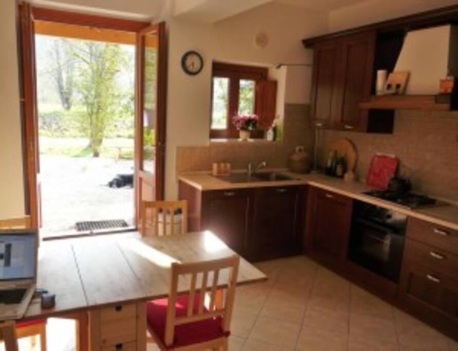 The kitchen and dining area