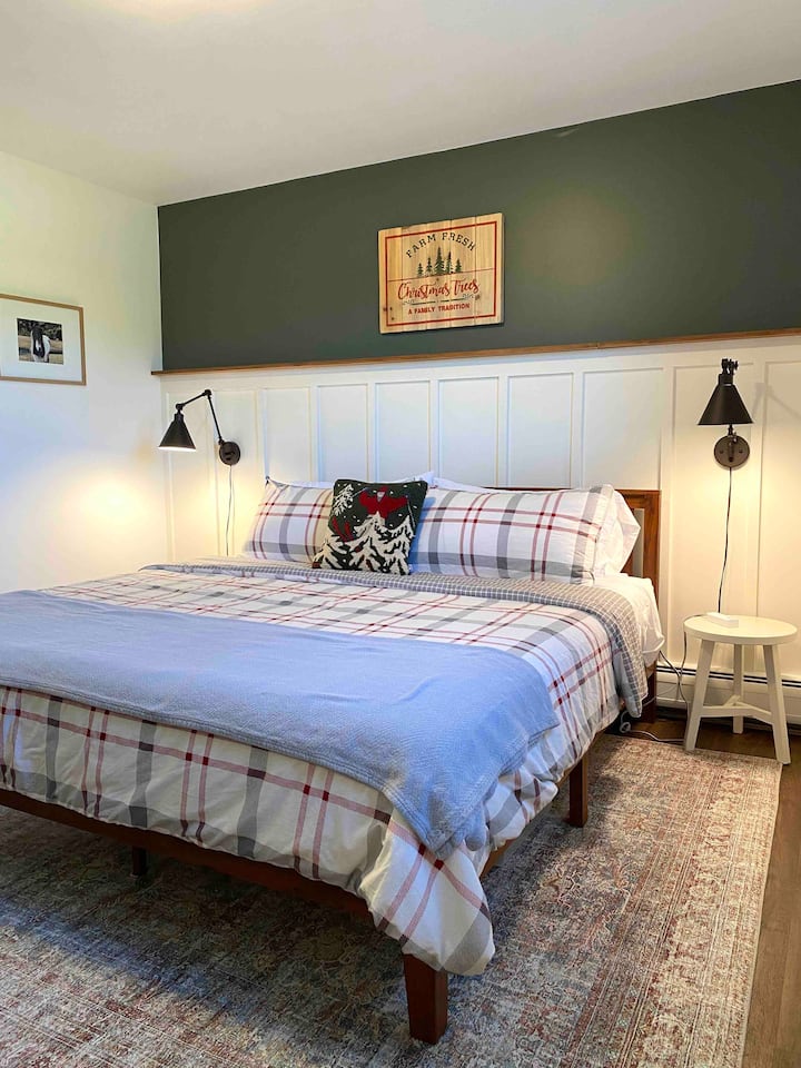 King bedroom with brand new memory foam mattress.