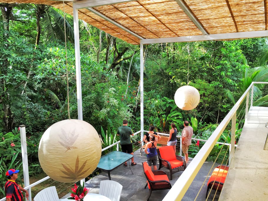Jungle views 360 degrees on our roofed deck.