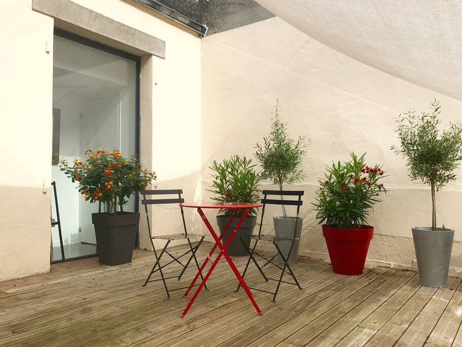 Étage 1. Terrasse privative et entrée
