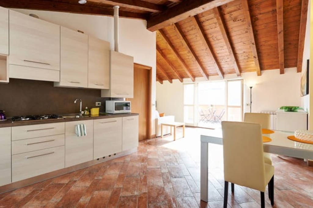 modern kitchen and full