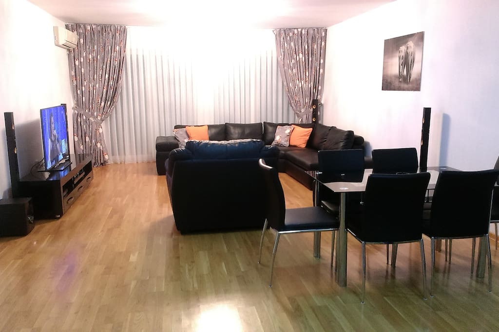 Living room with tv and air conditioning