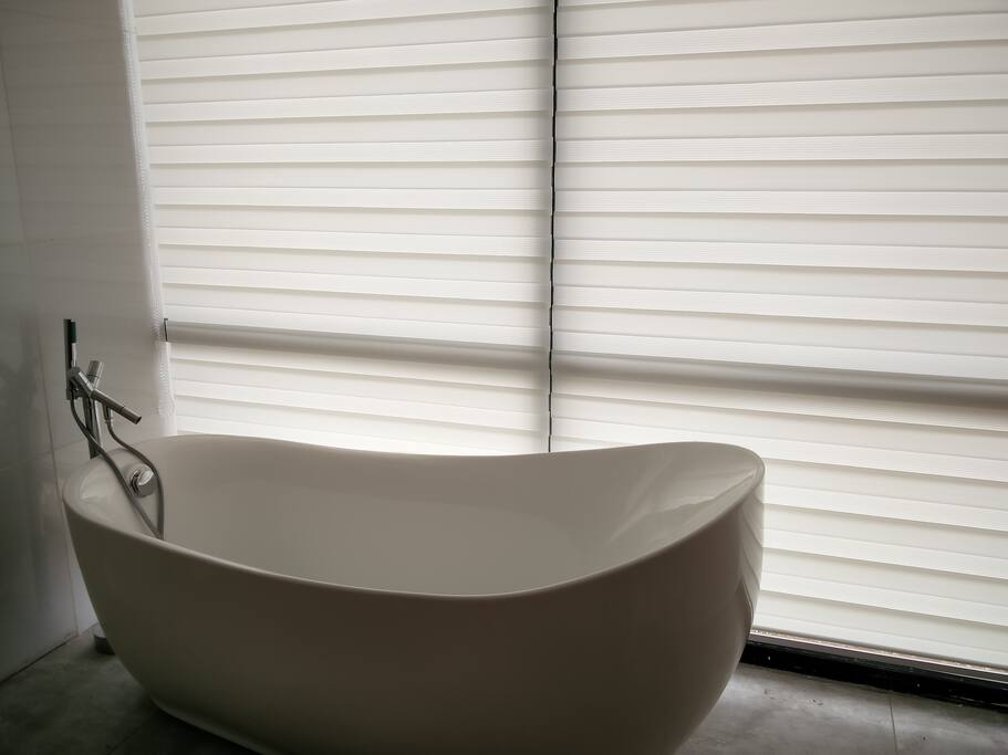 There are two luxurious baths and shower
