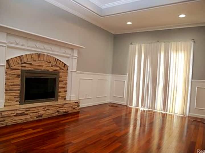 Fireplace With 86 Inch Tv And Jacuzzi Tub - Lake Orion, MI