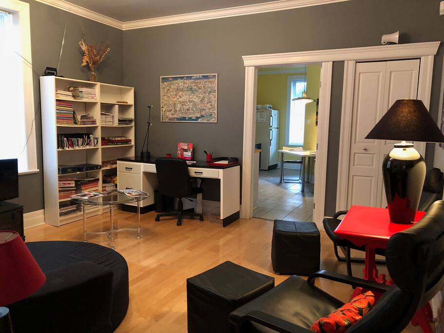 Living room entrance, next to bedroom and view to kitchen