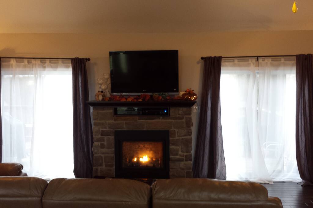 Main floor living room, propane fireplace