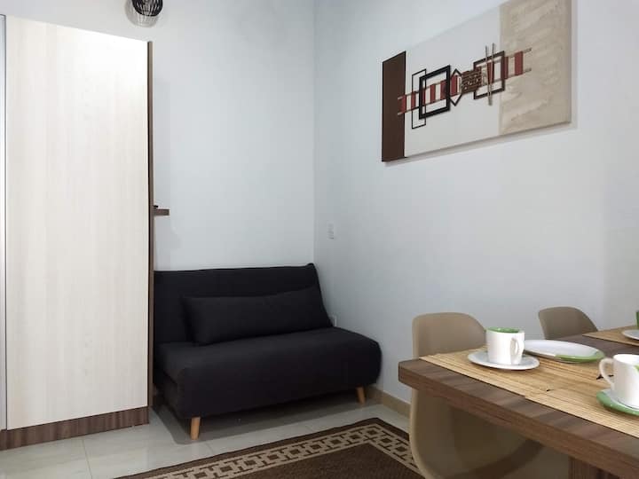 Integrated space with comfortable sofa-bed