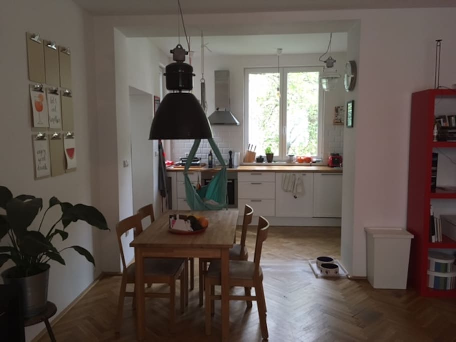 Kitchen is connected to dinning/living room