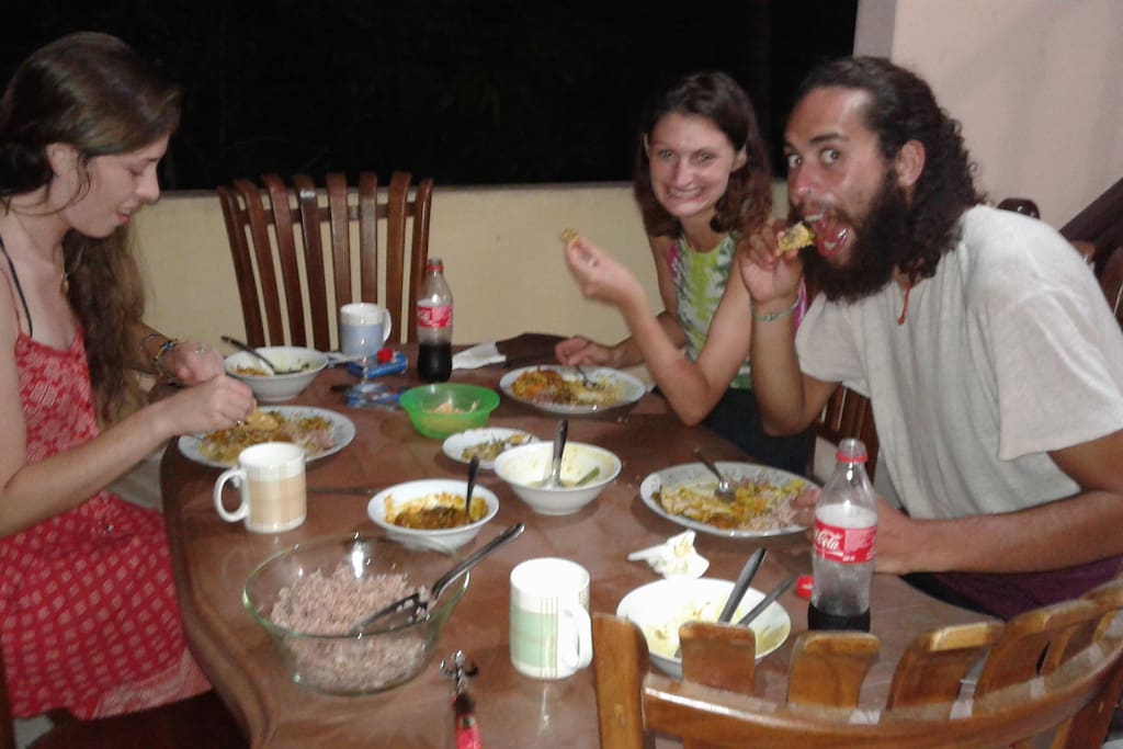 Guests having dinner