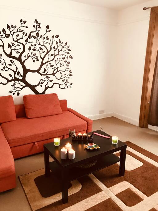 The living room where I will be sleeping