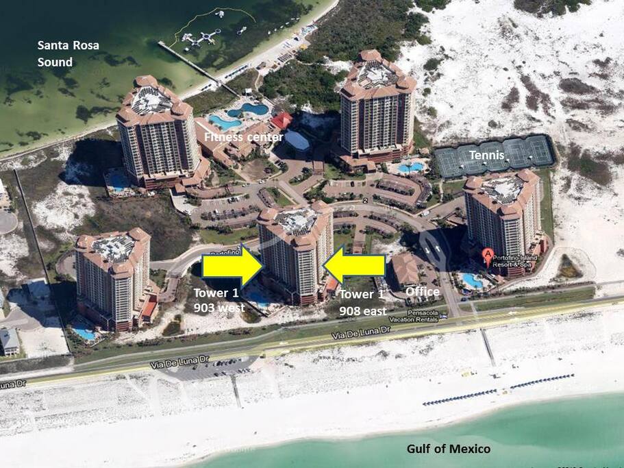 Two condos on the 9th floor of Tower 1 in Portofino Beach Resort
