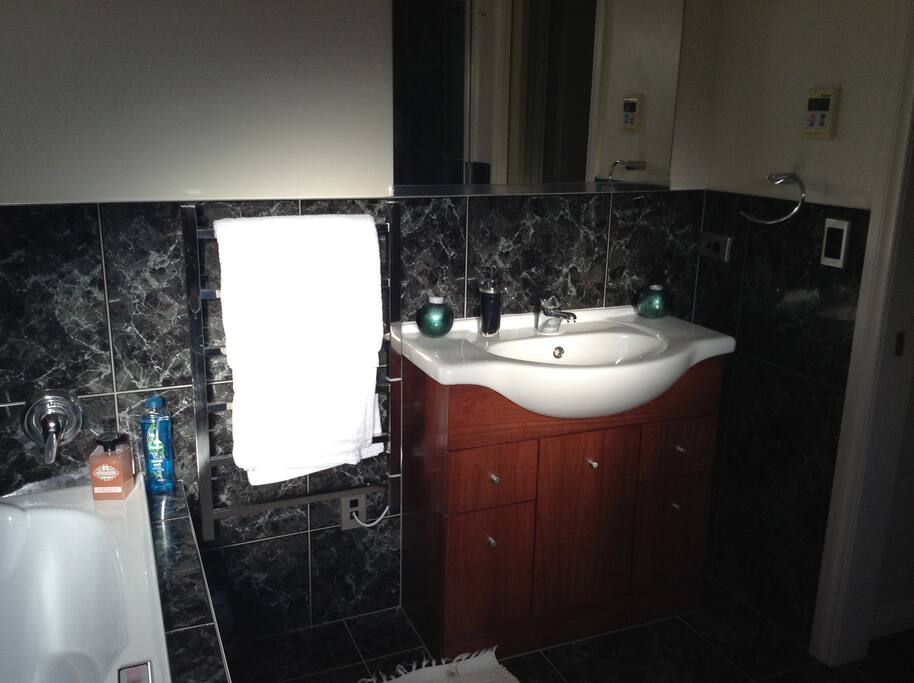 Guest Bathroom with fluffy white towels