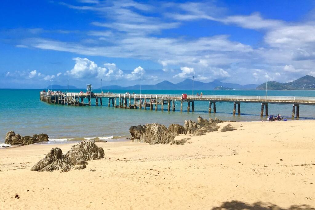 Palm Cove Beach. This beach is at the end of the street.