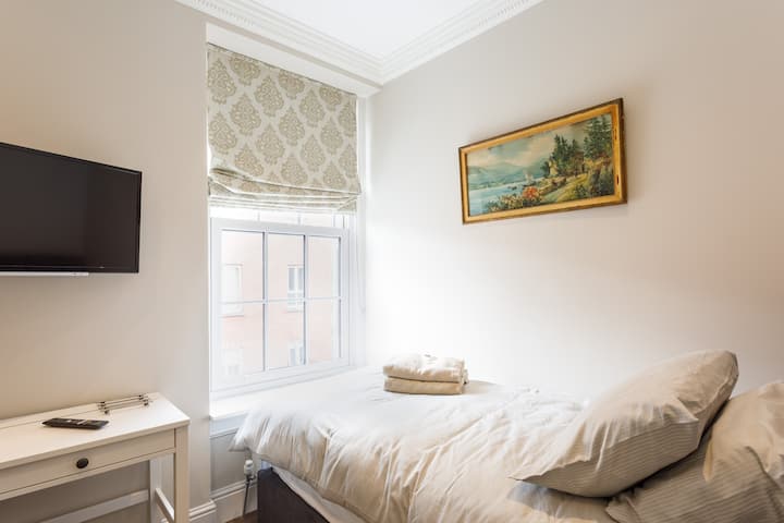 带电视和书桌的独立单人卧室