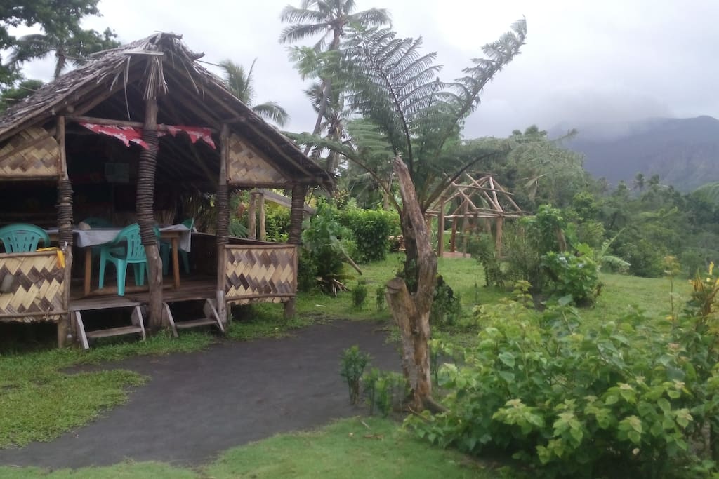 our resturant is all local material and you can easilly see the volcano.friendly environment sorrounded by good vegetation.