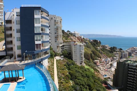 Top Airbnb: Adorable 1BR, Reñaca, Oceanfront. in Viña Del Mar