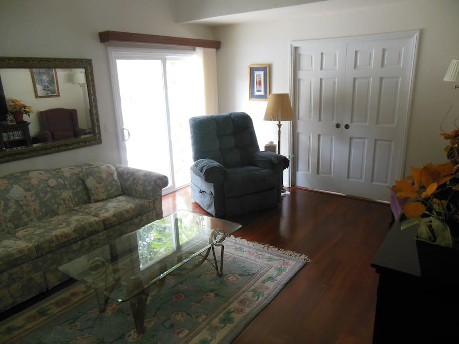Enter through key lock sliding doors from back yard.