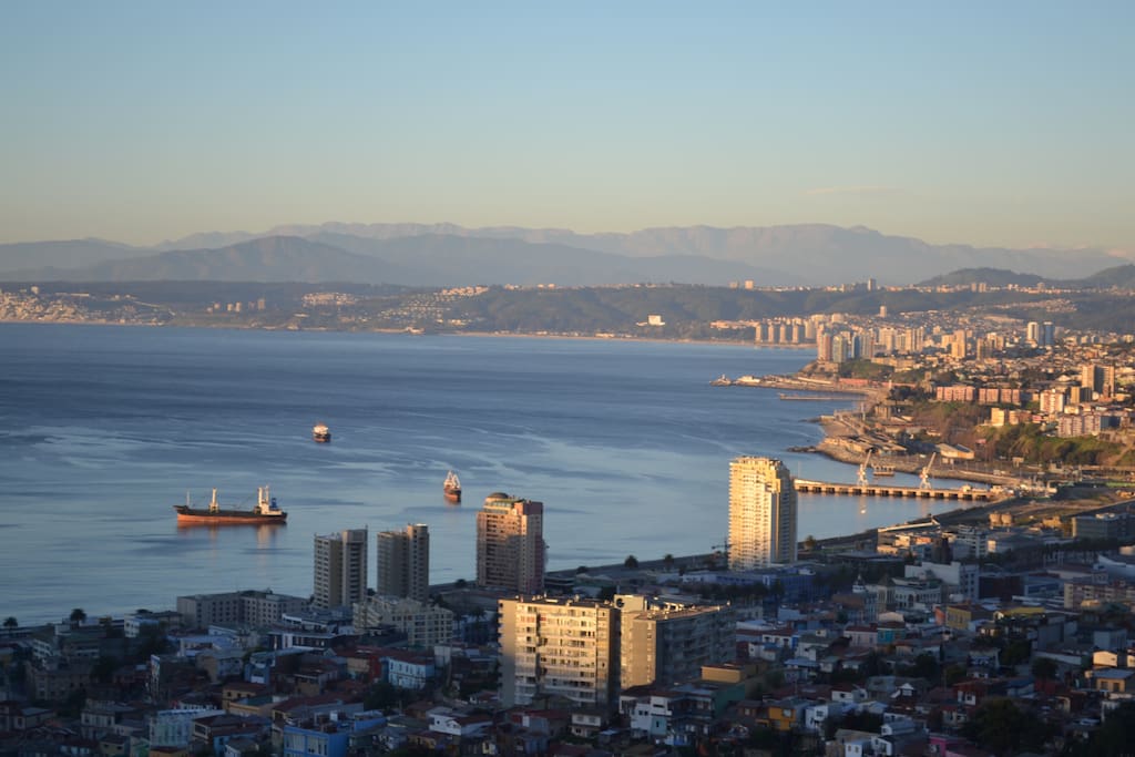 View to the ocean and mountains