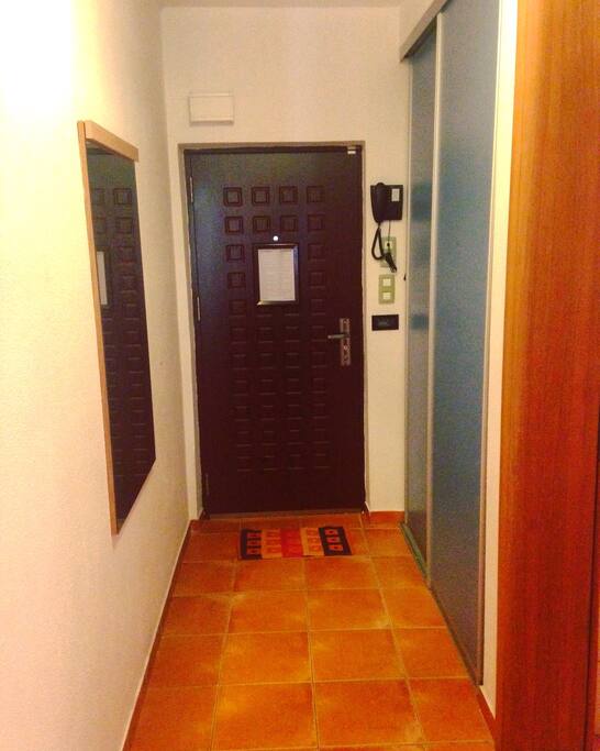 The entrance door from inside apartment and corridor