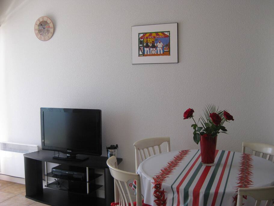 Téléviseur LCD et lecteur DVD.