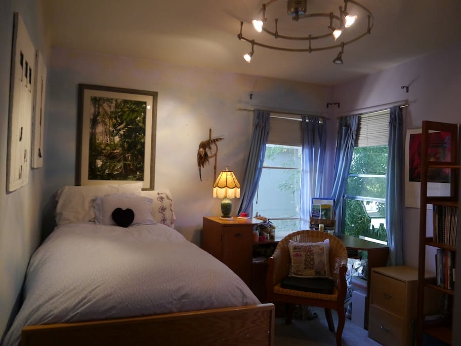 Cloud Painted Walls with Garden View and Desk