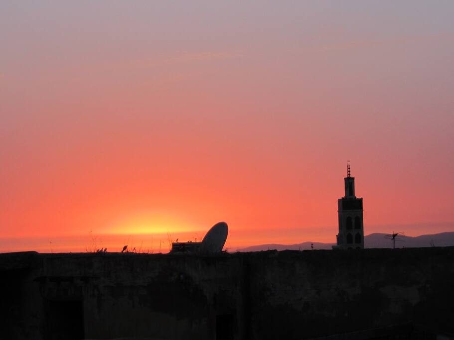 Coucher de soleil depuis la terrasse