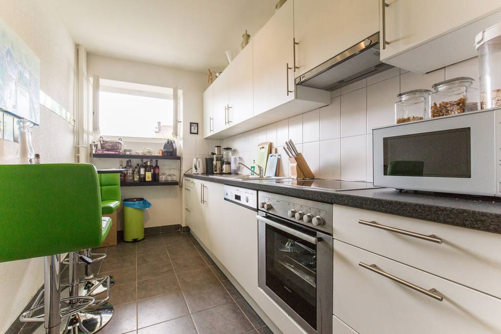Shared well-equipped kitchen.