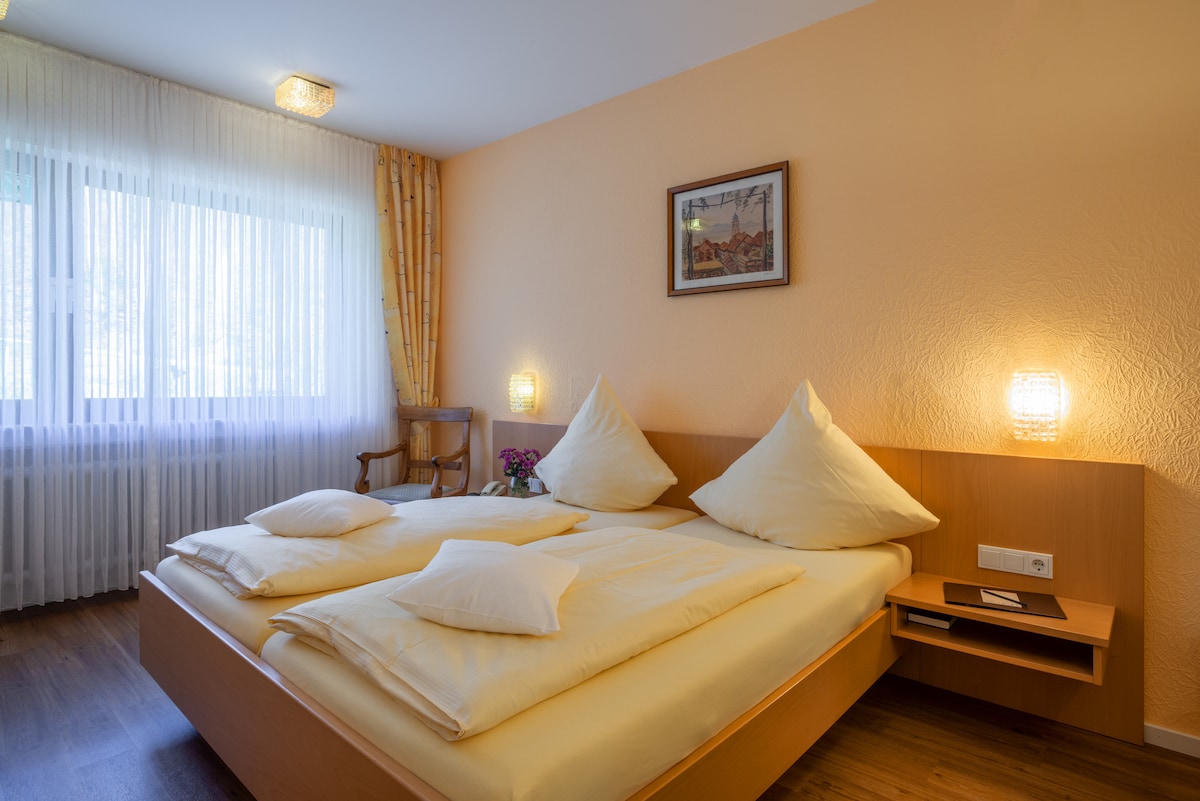 Doppelbett mit zwei getrennten Matratzen, zwei Kopfkissen