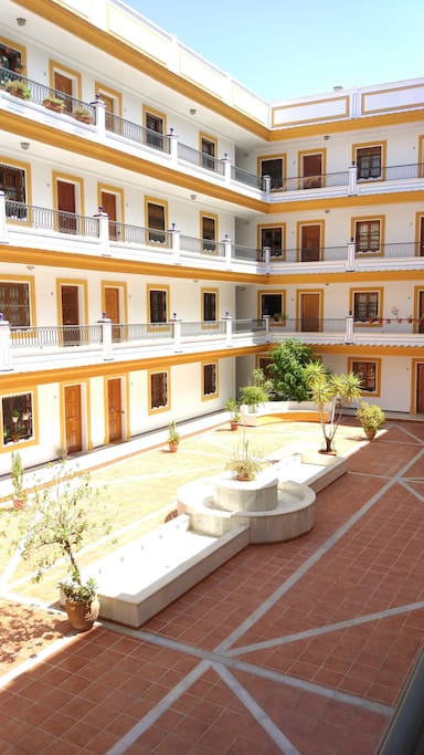 Andalusian patio with fountain
