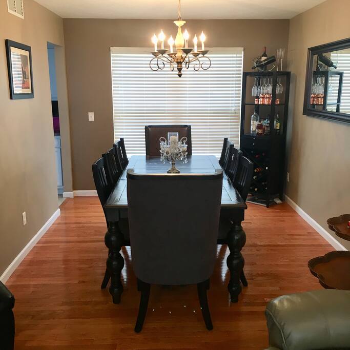 Dining room table seats 8.