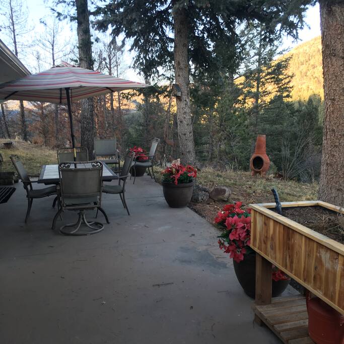 Patio with seating for 10-12
