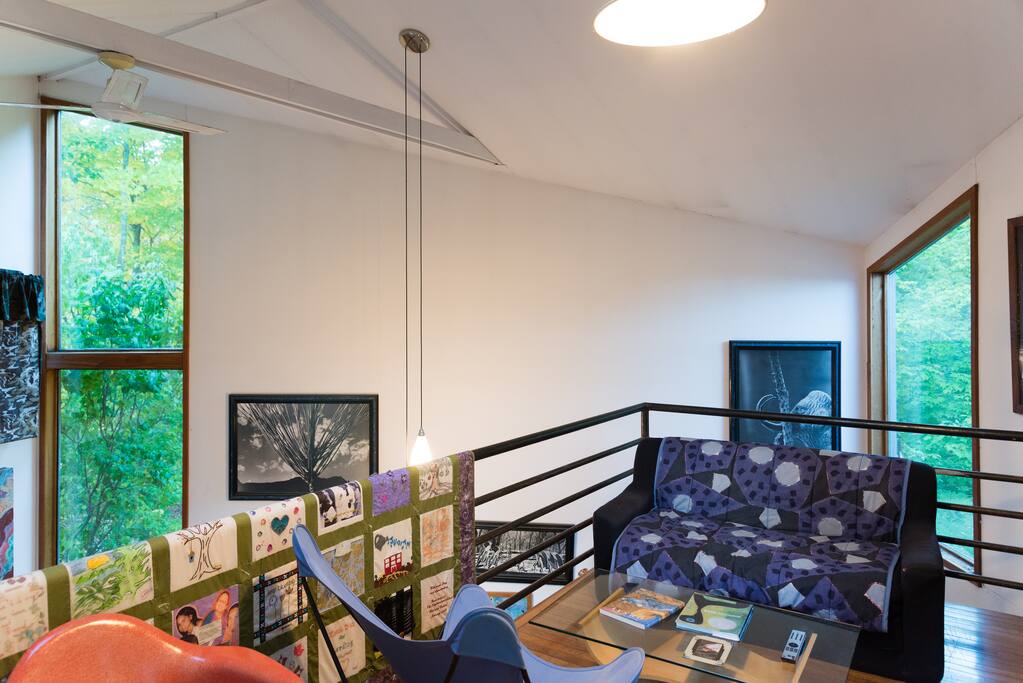 The balcony overlooking the studio