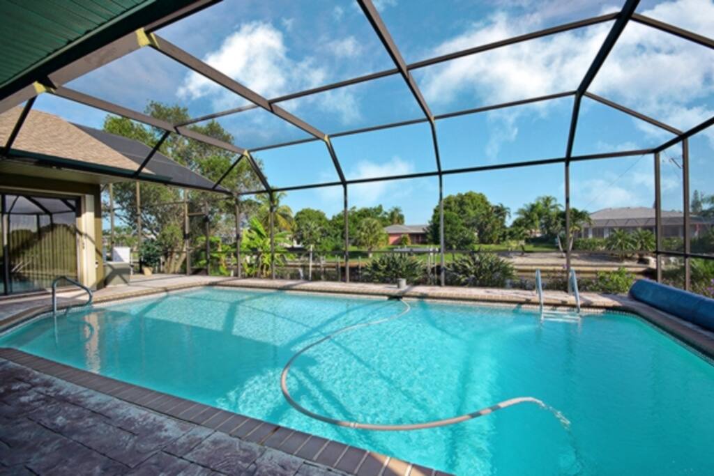 Large pool heated with solar and electric heat