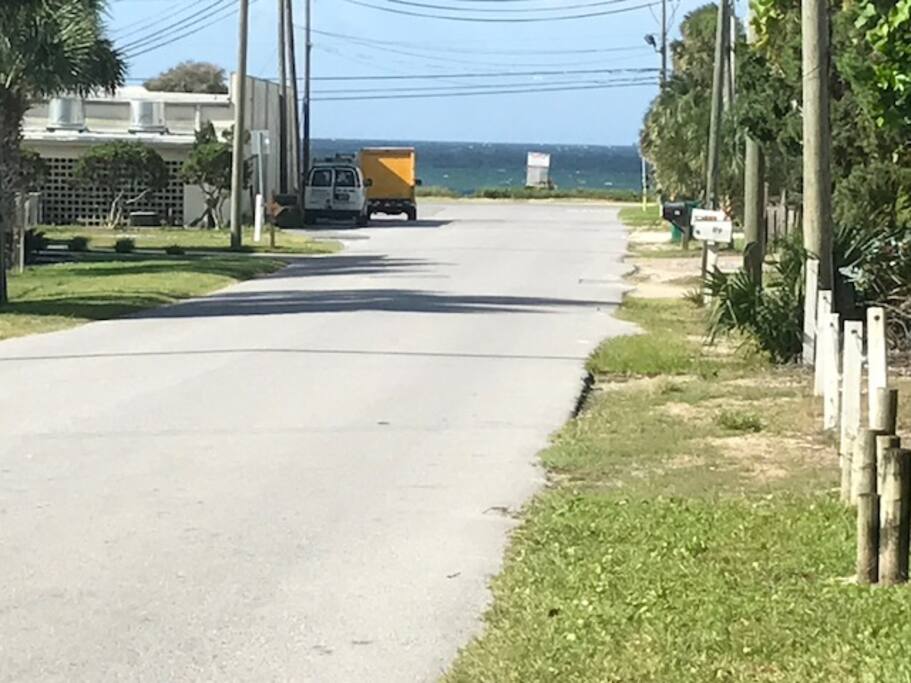 View of beach from front yard of properties
