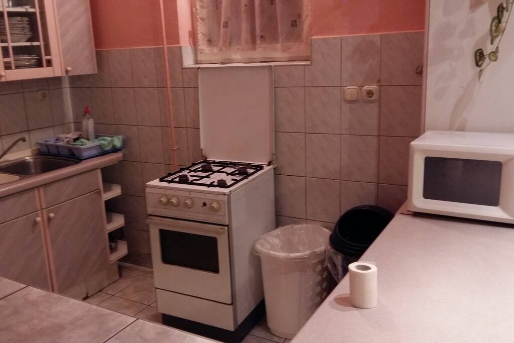 Fully fitted open kitchen.