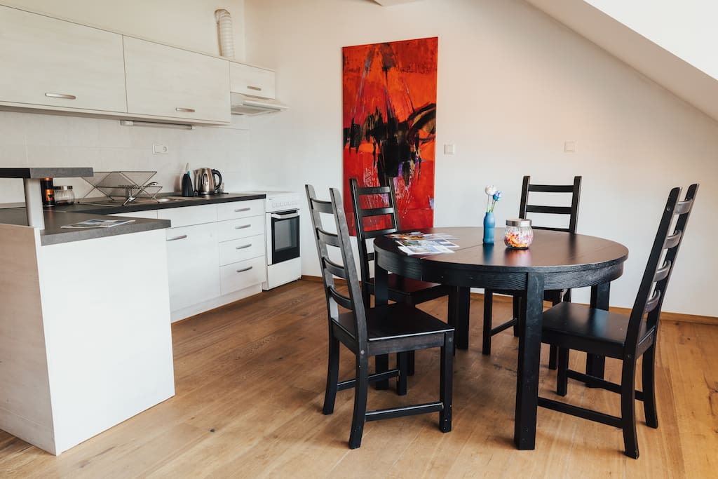Kitchen with dining table