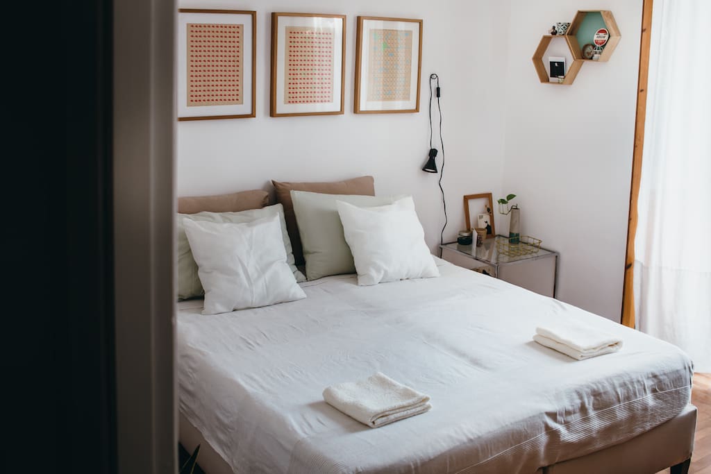 The bedroom, with a double bed, or two single beds