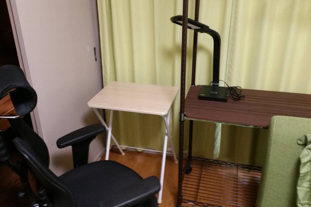 desk , chair , light in private room