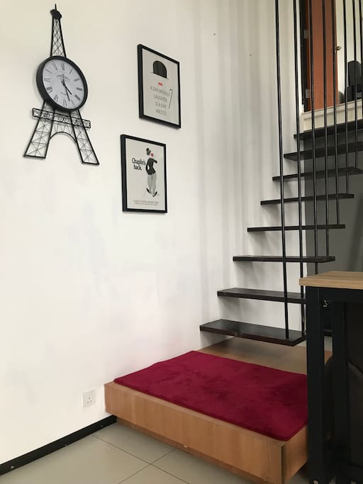 The stairway to the top room